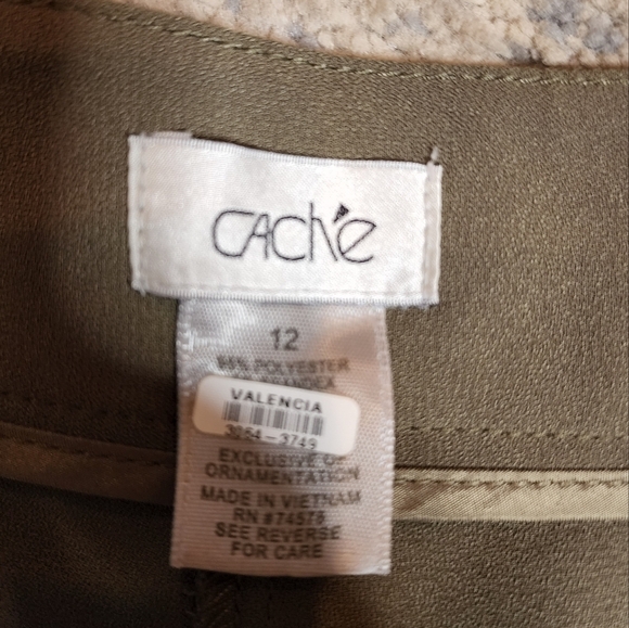 Cache Green Flowy Trouser Pants Size 12 Zip Ankles - Picture 3 of 10